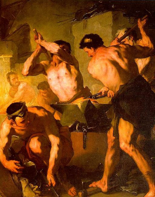  Luca  Giordano The Forge Of Vulcan Spain oil painting art